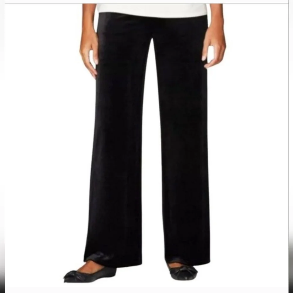 J. Jill Smooth Fit Full Leg High Rise Velvet Pants Wide‎ Leg Pull On Large
